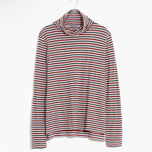 Madewell Whisper Cotton Turtleneck in Herrick Stripe - Picture 3 of 4